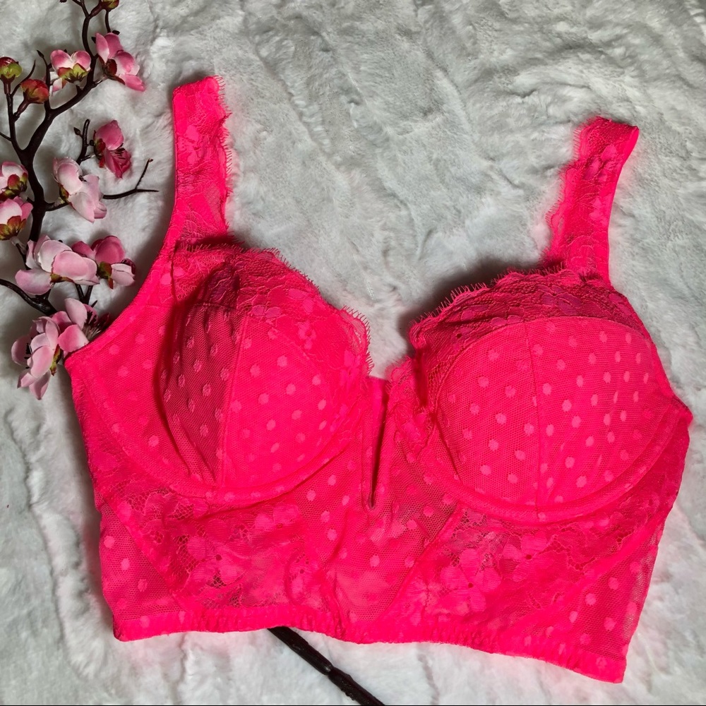 NWOT VS Dream Angels Bustier Corset Crop Top Hot Pink 34C